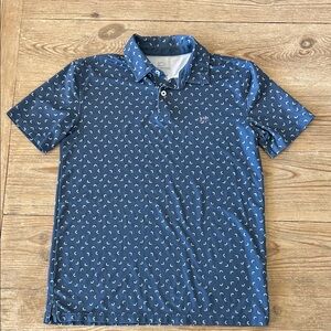 Southern Tide Boys Driver Fish Toss Performance Polo- Ahead Denim